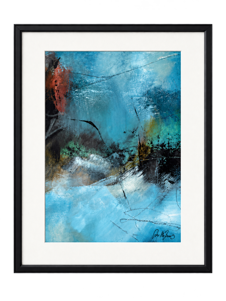 Abstract painting “Fragments III” with layered colour and contrasting marks by Danish Artist Anitta Jonas