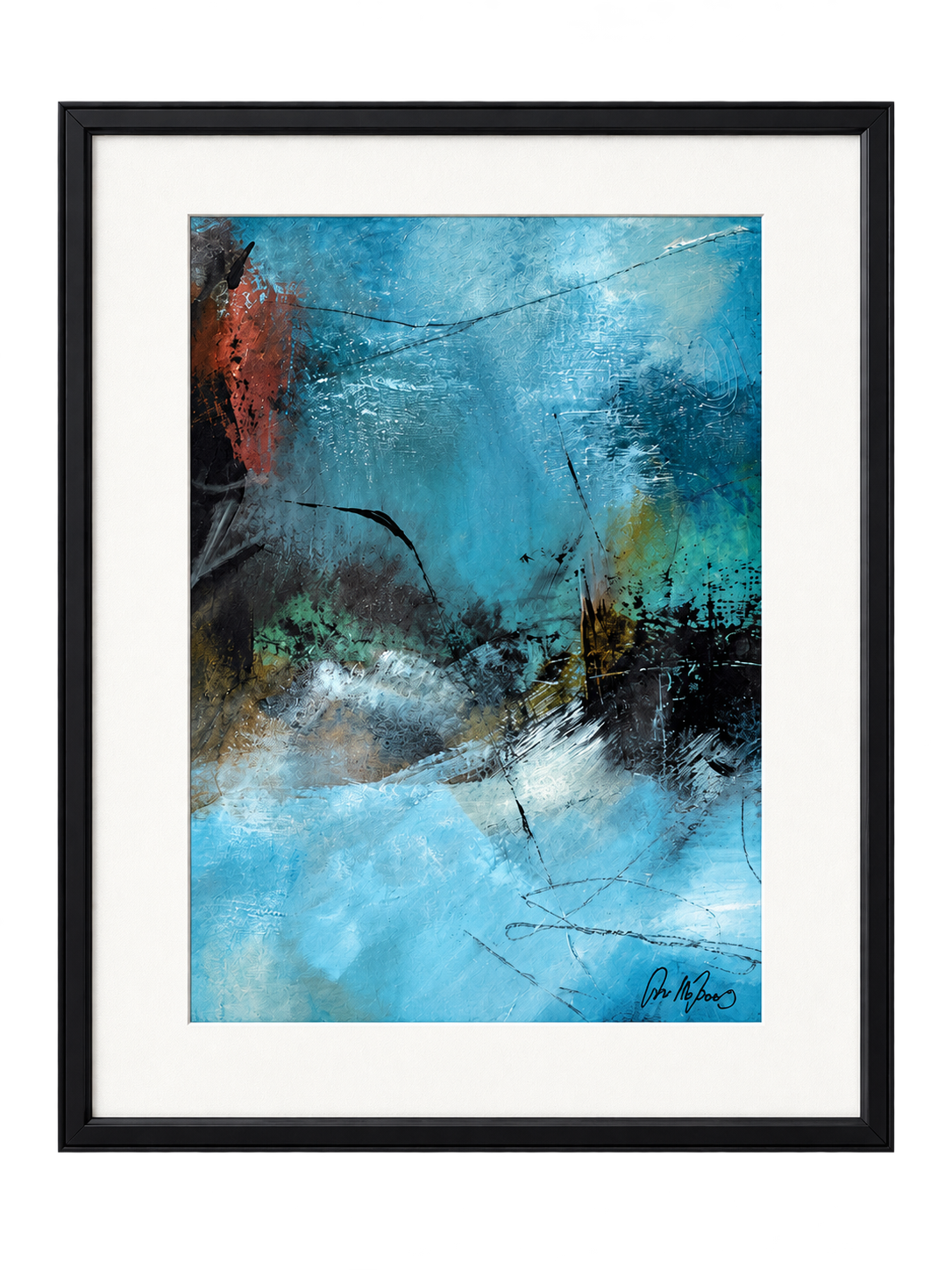 Abstract painting “Fragments III” with layered colour and contrasting marks by Danish Artist Anitta Jonas