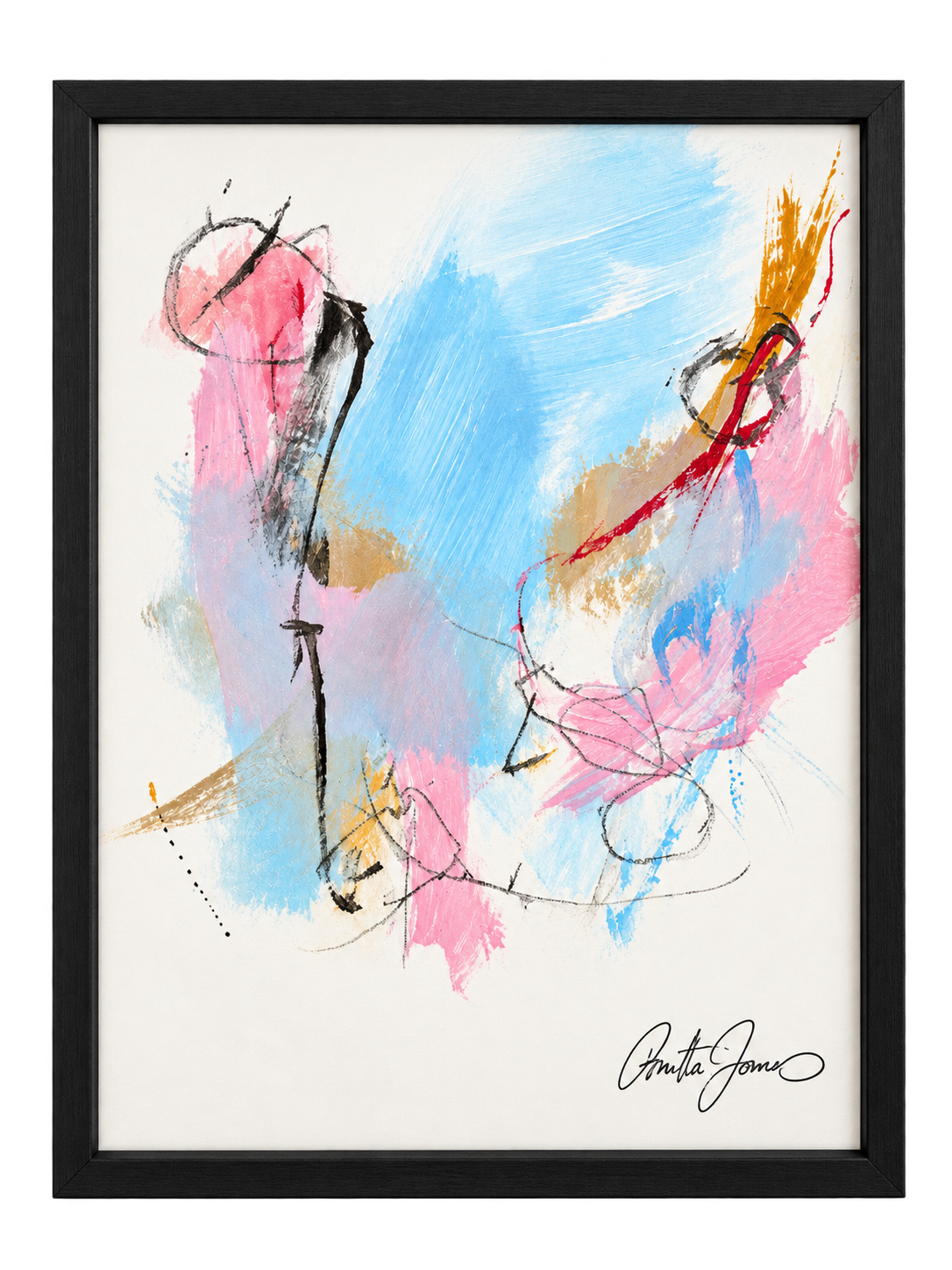 Unspoken II, abstract acrylic on paper by Danish Artist Anitta Jonas