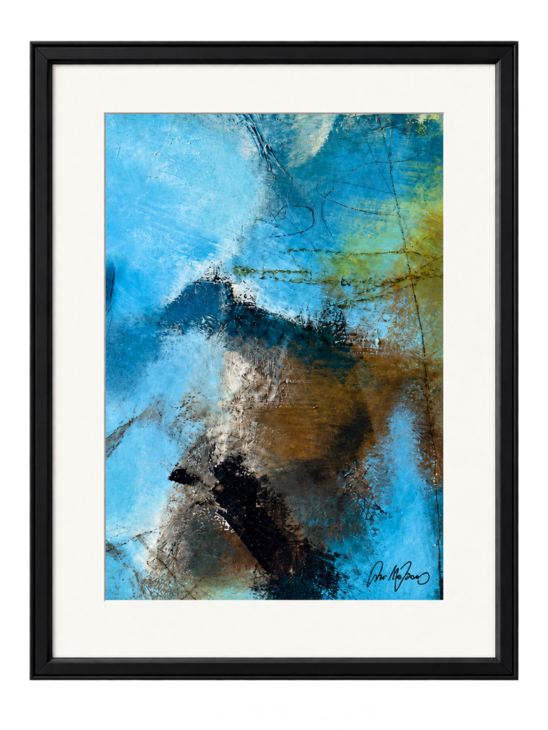 Abstract painting “Fragments II” with layered colour and contrasting marks by Danish Artist Anitta Jonas