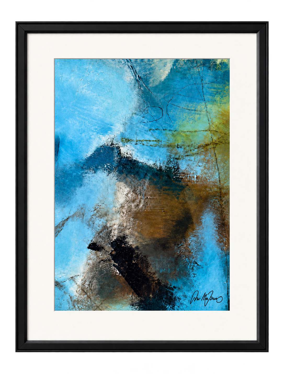 Abstract painting “Fragments II” with layered colour and contrasting marks by Danish Artist Anitta Jonas