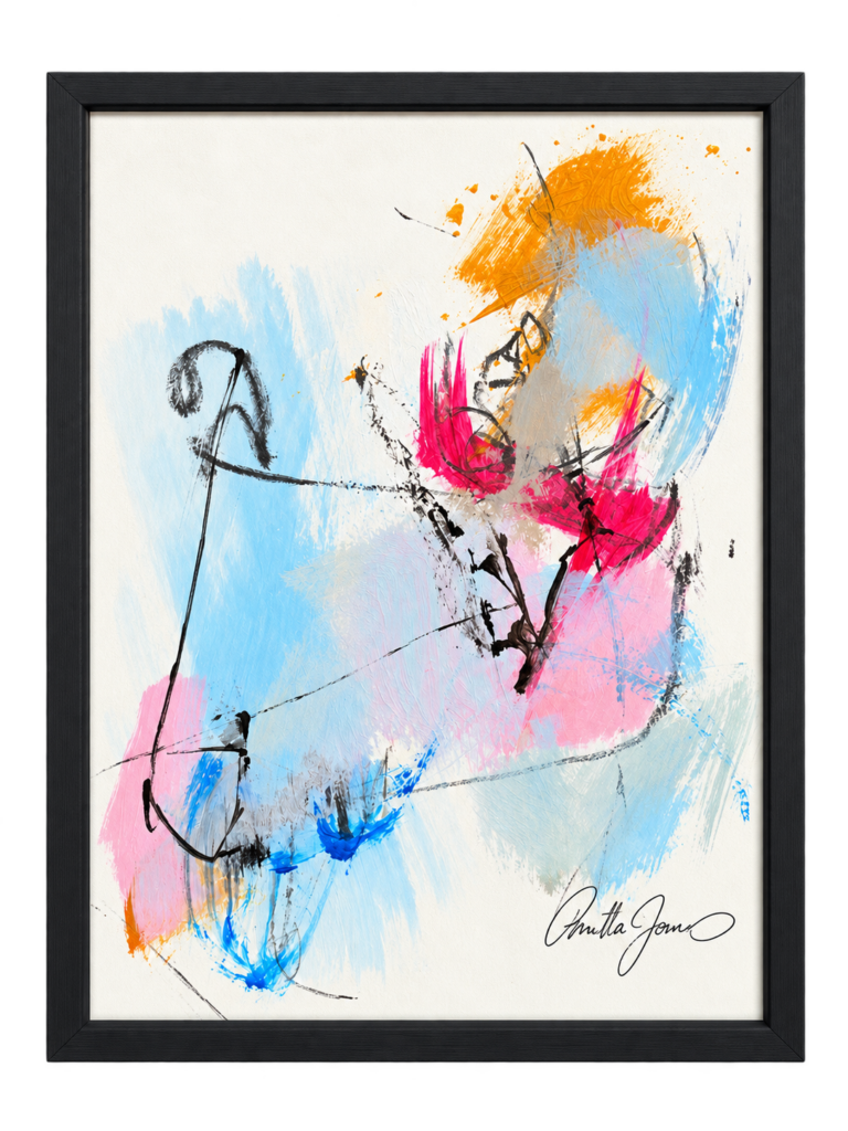 Unspoken IV, abstract acrylic on paper by Danish Artist Anitta Jonas