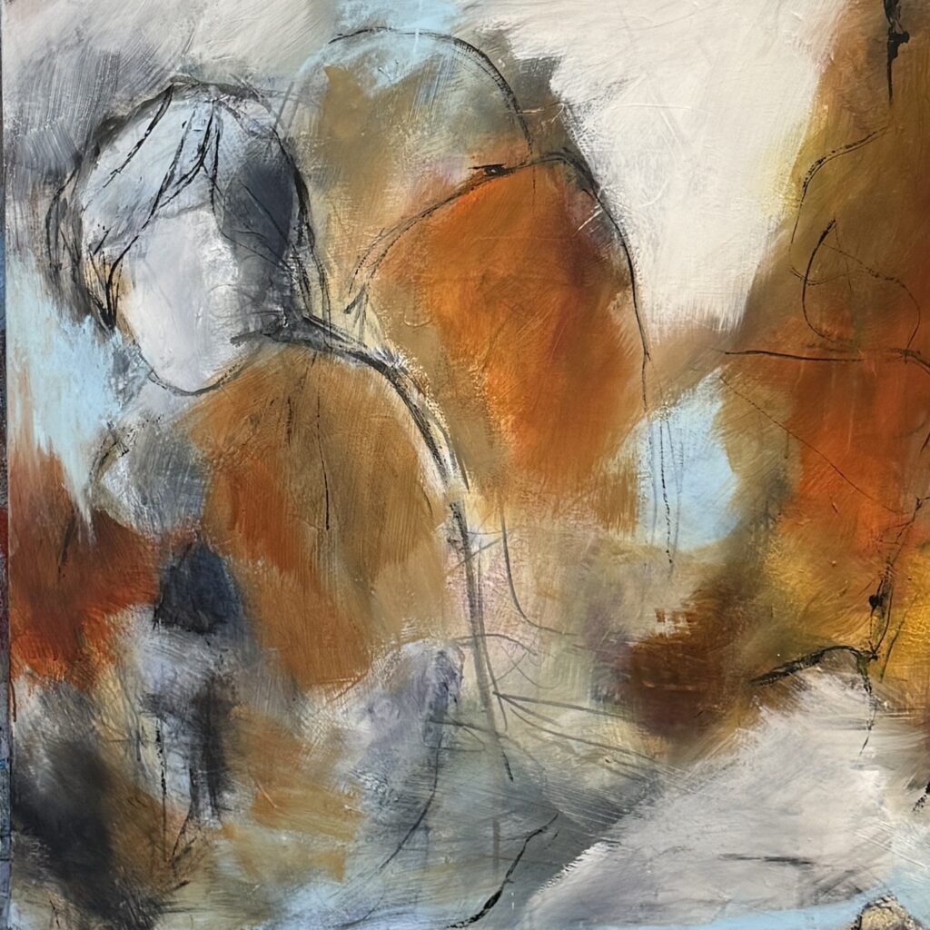 Original painting “Passing Strangers” by Danish Artist Anitta Jonas, 100 × 100 cm