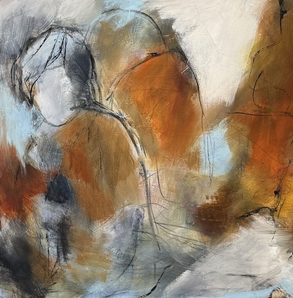 Original painting “Passing Strangers” by Danish Artist Anitta Jonas, 100 × 100 cm