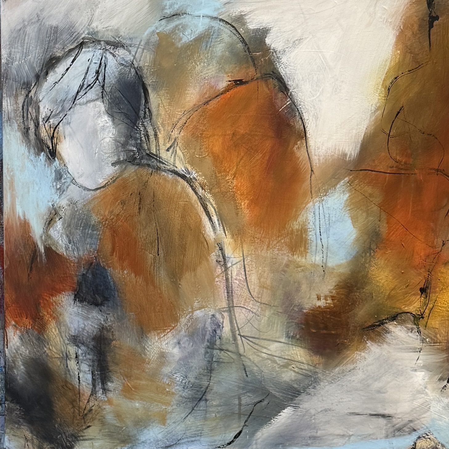 Original painting “Passing Strangers” by Danish Artist Anitta Jonas, 100 × 100 cm